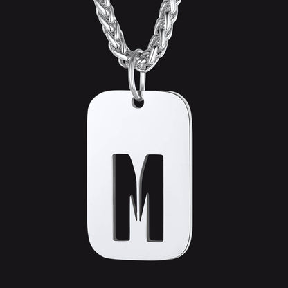 FaithHeart Letter Initial Dog Tags Pendant Necklace for Men Women FaithHeart