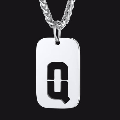 FaithHeart Letter Initial Dog Tags Pendant Necklace for Men Women FaithHeart
