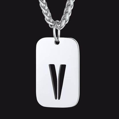 FaithHeart Letter Initial Dog Tags Pendant Necklace for Men Women FaithHeart