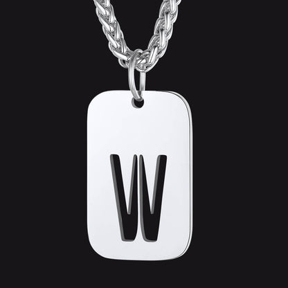 FaithHeart Letter Initial Dog Tags Pendant Necklace for Men Women FaithHeart