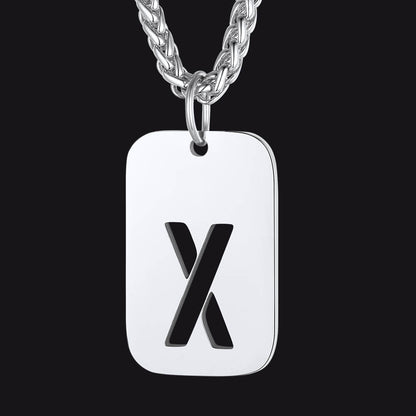 FaithHeart Letter Initial Dog Tags Pendant Necklace for Men Women FaithHeart