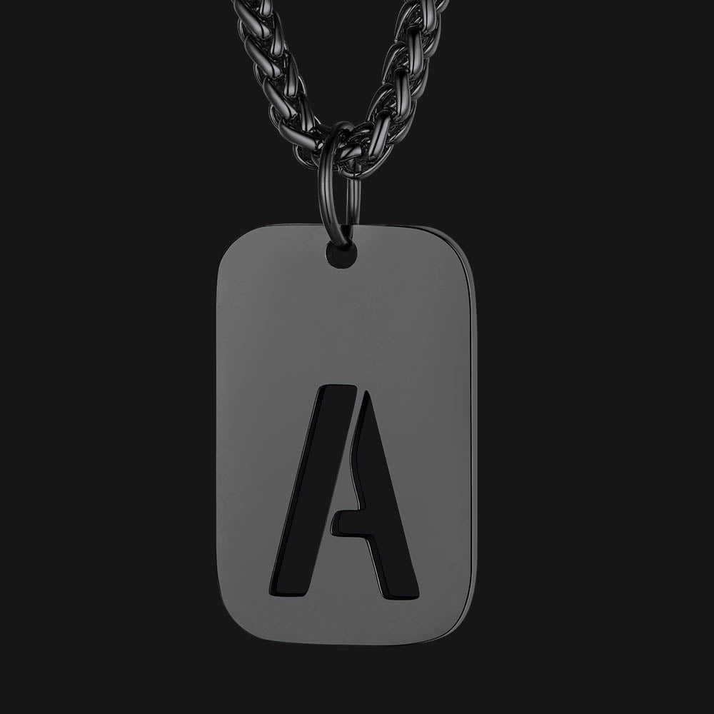 FaithHeart Letter Initial Dog Tags Pendant Necklace for Men Women FaithHeart