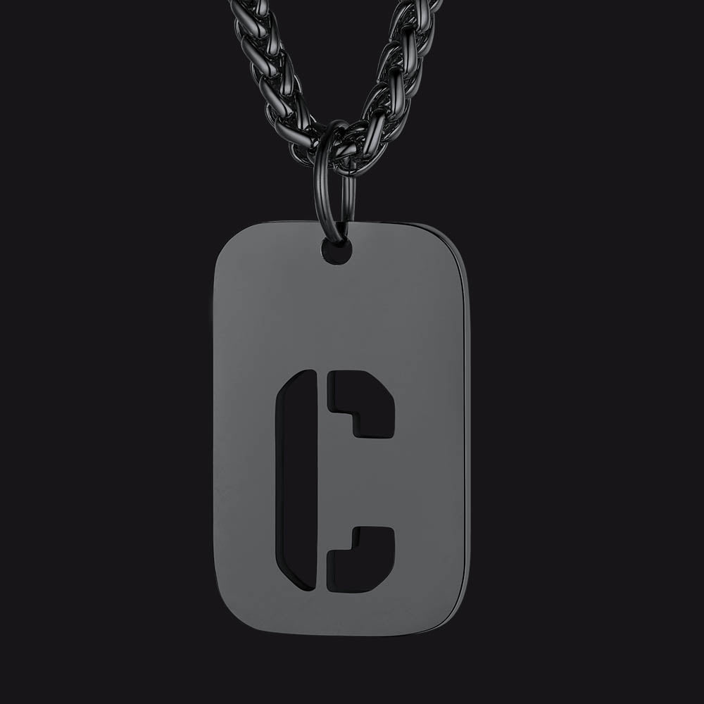 FaithHeart Letter Initial Dog Tags Pendant Necklace for Men Women FaithHeart