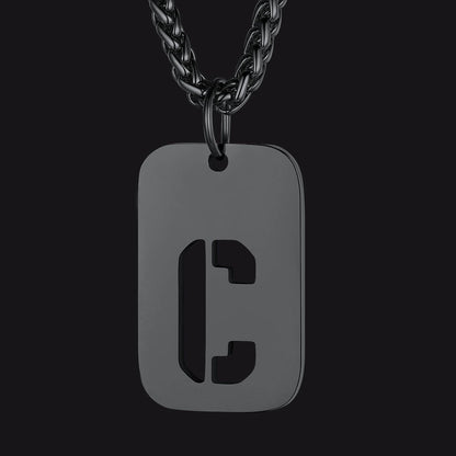 FaithHeart Letter Initial Dog Tags Pendant Necklace for Men Women FaithHeart