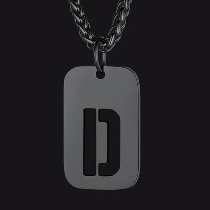 FaithHeart Letter Initial Dog Tags Pendant Necklace for Men Women FaithHeart
