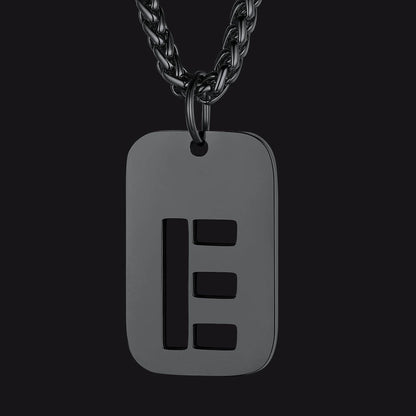 FaithHeart Letter Initial Dog Tags Pendant Necklace for Men Women FaithHeart