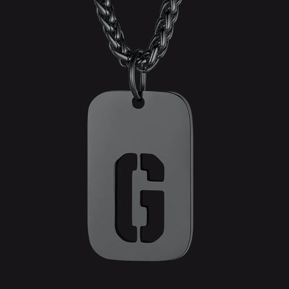 FaithHeart personalized black stainless steel 'G' initial dog tag pendant necklace