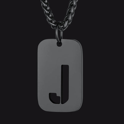 FaithHeart Letter Initial Dog Tags Pendant Necklace for Men Women FaithHeart