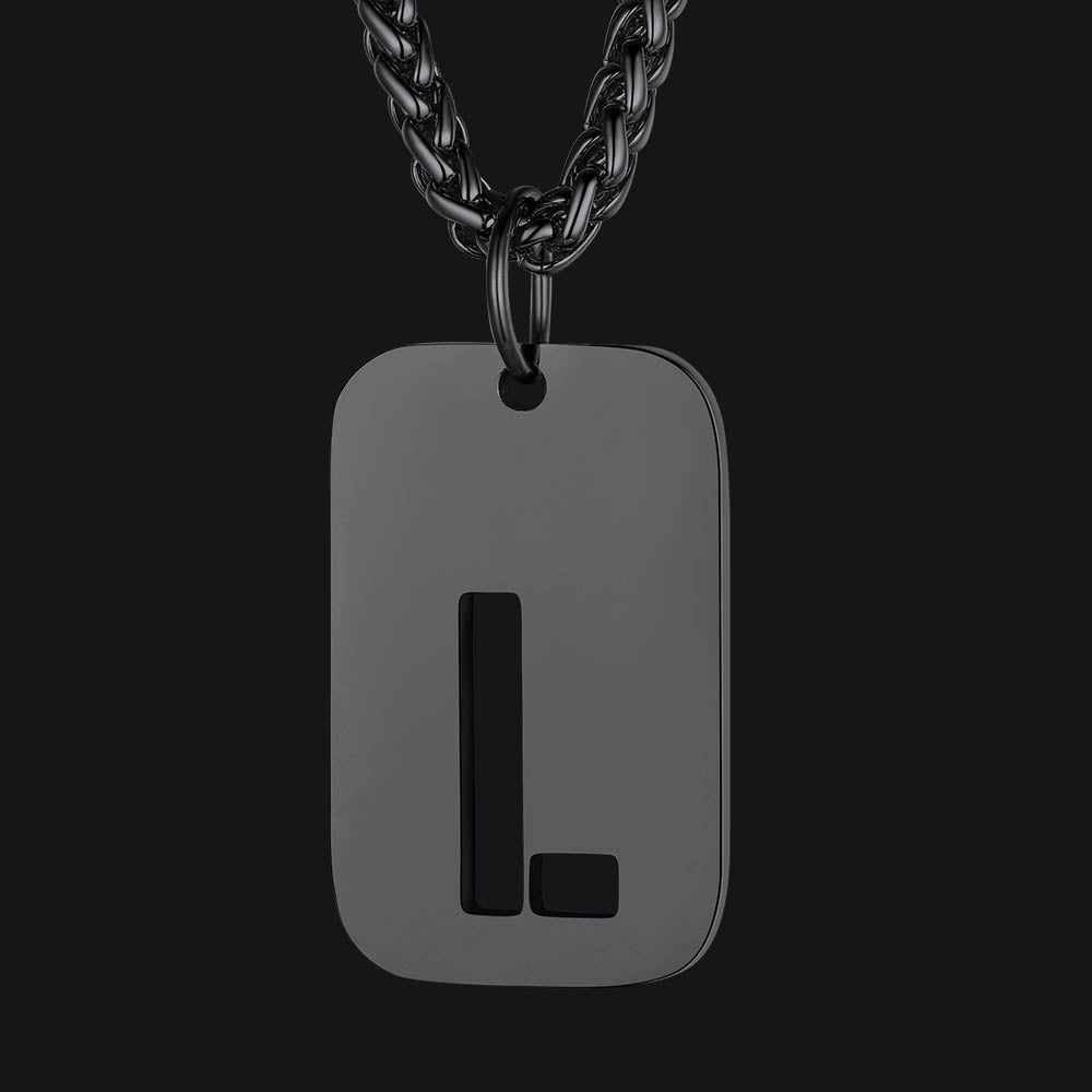FaithHeart Letter Initial Dog Tags Pendant Necklace for Men Women FaithHeart