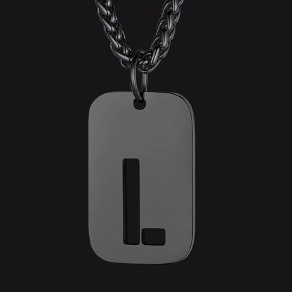 FaithHeart Letter Initial Dog Tags Pendant Necklace for Men Women FaithHeart