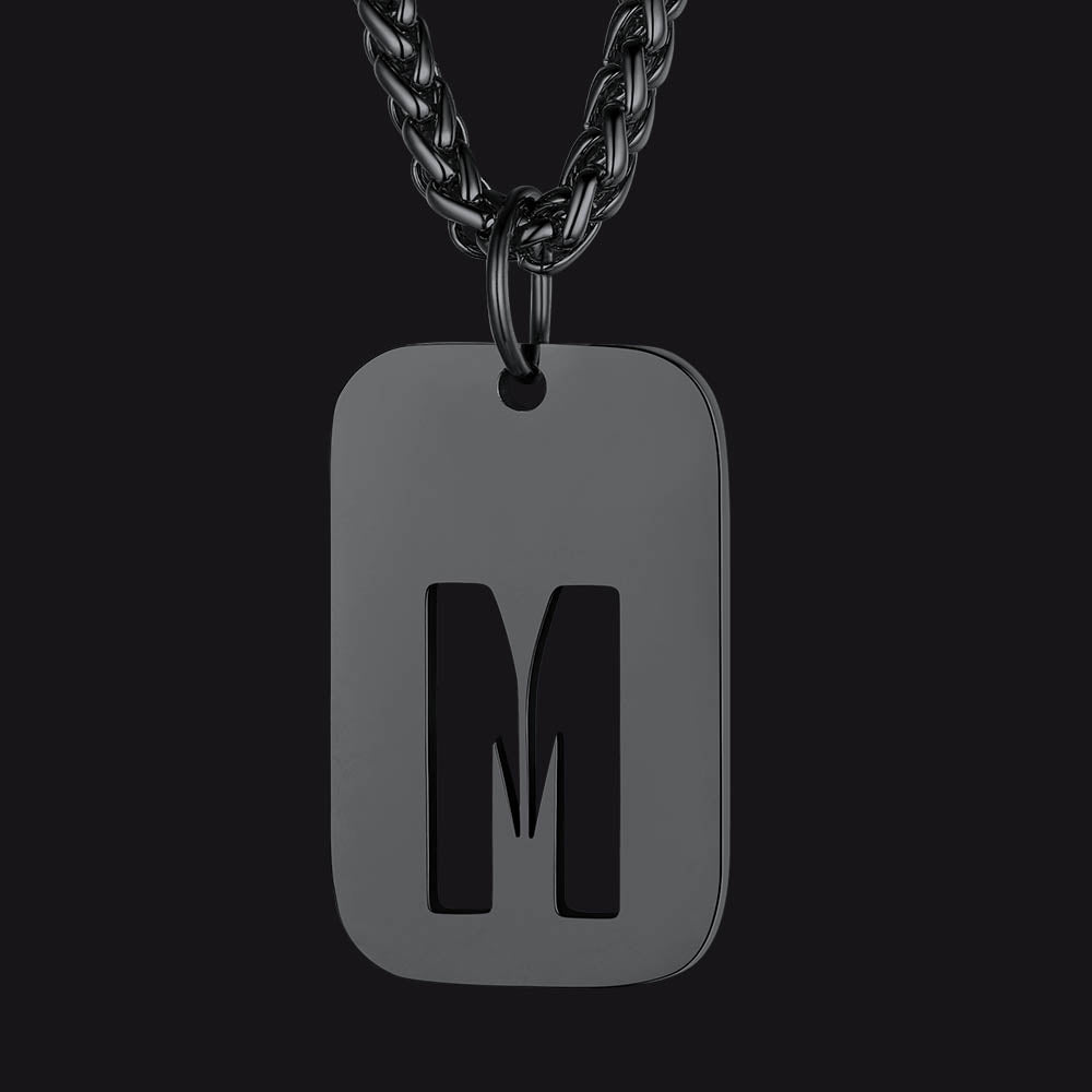 FaithHeart Letter Initial Dog Tags Pendant Necklace for Men Women FaithHeart