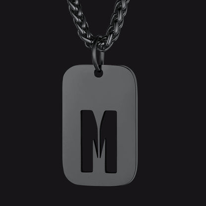 FaithHeart Letter Initial Dog Tags Pendant Necklace for Men Women FaithHeart