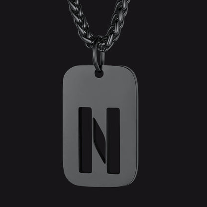 FaithHeart Letter Initial Dog Tags Pendant Necklace for Men Women FaithHeart