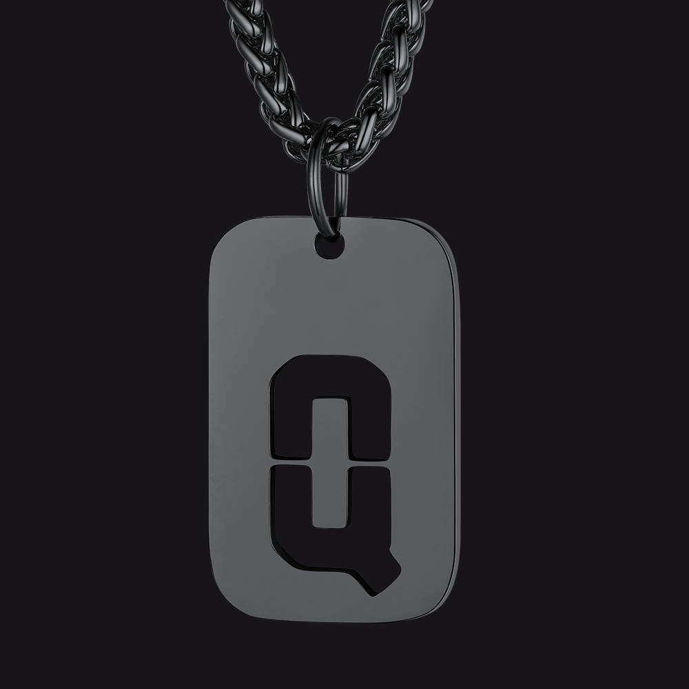 FaithHeart Letter Initial Dog Tags Pendant Necklace for Men Women FaithHeart