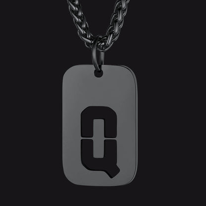 FaithHeart Letter Initial Dog Tags Pendant Necklace for Men Women FaithHeart