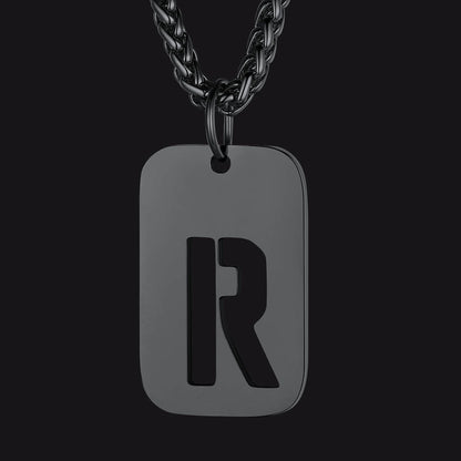 FaithHeart Letter Initial Dog Tags Pendant Necklace for Men Women FaithHeart