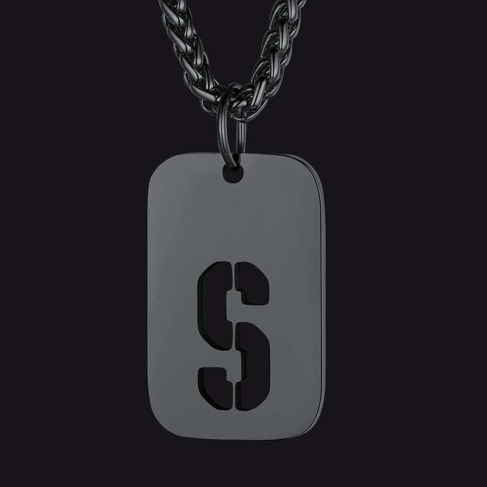 FaithHeart Letter Initial Dog Tags Pendant Necklace for Men Women FaithHeart