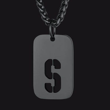 FaithHeart Letter Initial Dog Tags Pendant Necklace for Men Women FaithHeart