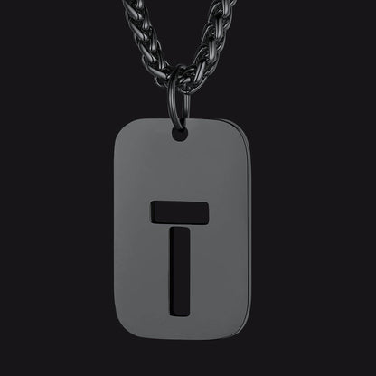 FaithHeart Letter Initial Dog Tags Pendant Necklace for Men Women FaithHeart