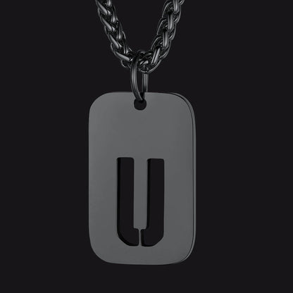 FaithHeart Letter Initial Dog Tags Pendant Necklace for Men Women FaithHeart