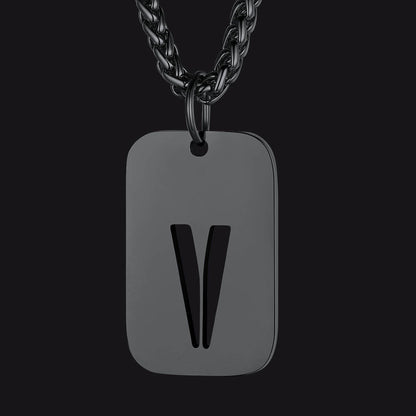 FaithHeart Letter Initial Dog Tags Pendant Necklace for Men Women FaithHeart