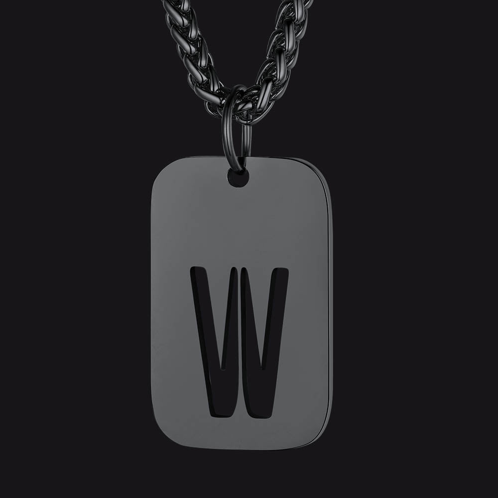 FaithHeart Letter Initial Dog Tags Pendant Necklace for Men Women FaithHeart