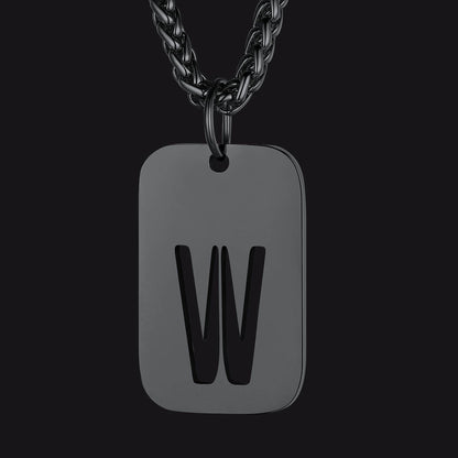 FaithHeart Letter Initial Dog Tags Pendant Necklace for Men Women FaithHeart