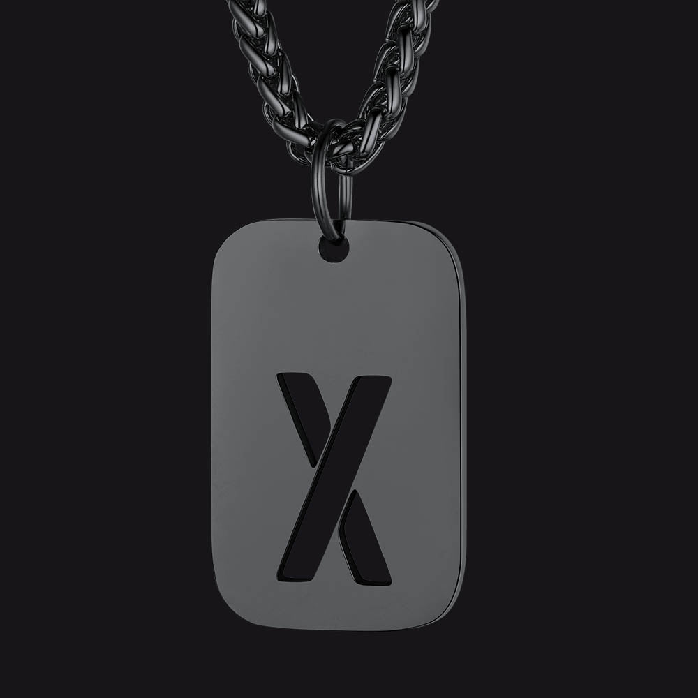 FaithHeart Letter Initial Dog Tags Pendant Necklace for Men Women FaithHeart