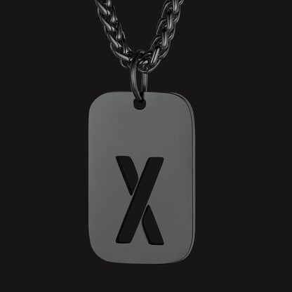 FaithHeart Letter Initial Dog Tags Pendant Necklace for Men Women FaithHeart