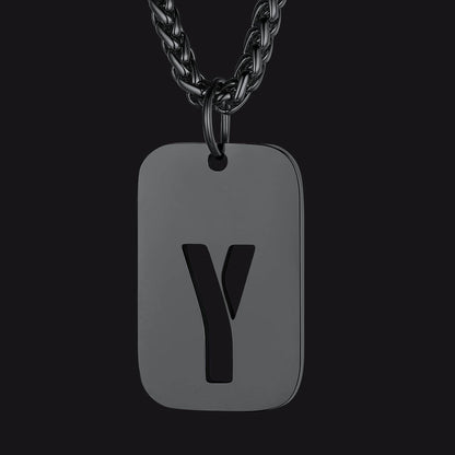 FaithHeart Letter Initial Dog Tags Pendant Necklace for Men Women FaithHeart