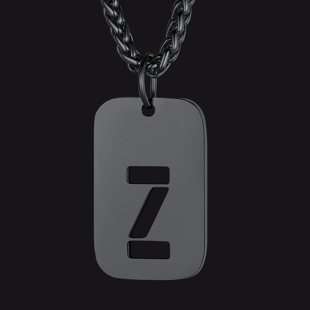 FaithHeart Letter Initial Dog Tags Pendant Necklace for Men Women FaithHeart