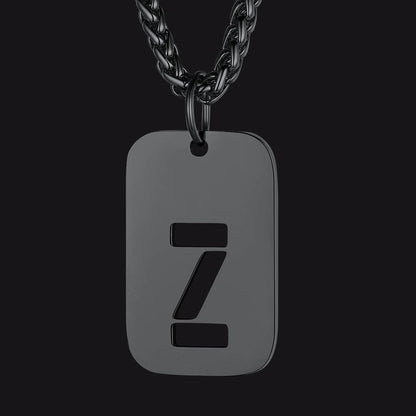 FaithHeart Letter Initial Dog Tags Pendant Necklace for Men Women FaithHeart