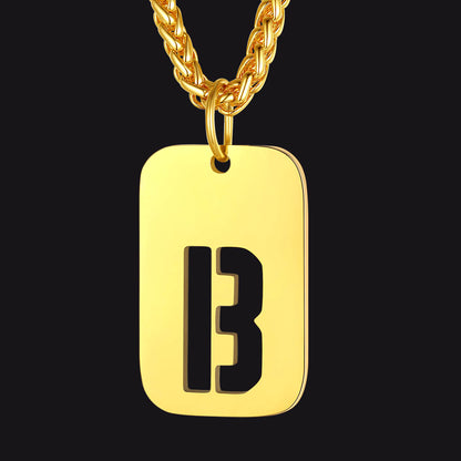 FaithHeart Letter Initial Dog Tags Pendant Necklace for Men Women FaithHeart