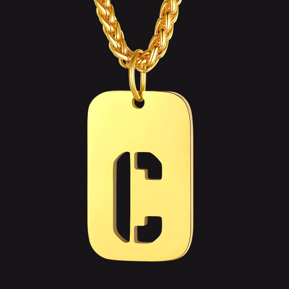 FaithHeart Letter Initial Dog Tags Pendant Necklace for Men Women FaithHeart