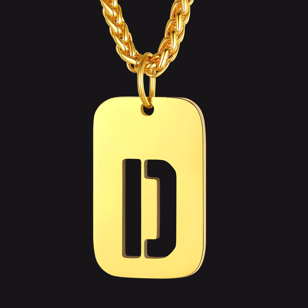 FaithHeart Letter Initial Dog Tags Pendant Necklace for Men Women FaithHeart