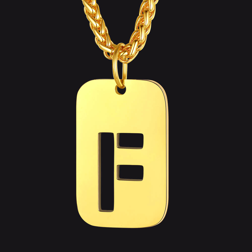 FaithHeart Letter Initial Dog Tags Pendant Necklace for Men Women FaithHeart