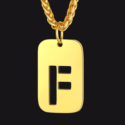 FaithHeart Letter Initial Dog Tags Pendant Necklace for Men Women FaithHeart