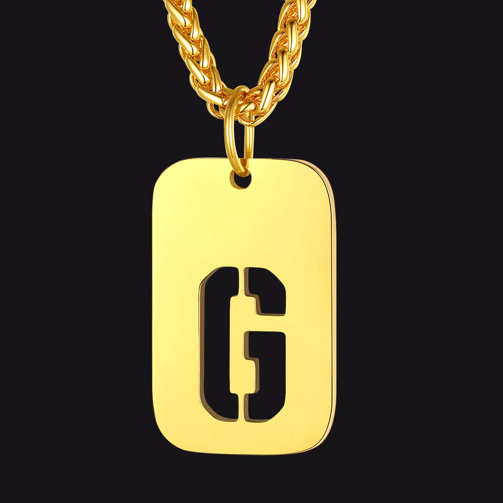 FaithHeart Letter Initial Dog Tags Pendant Necklace for Men Women FaithHeart