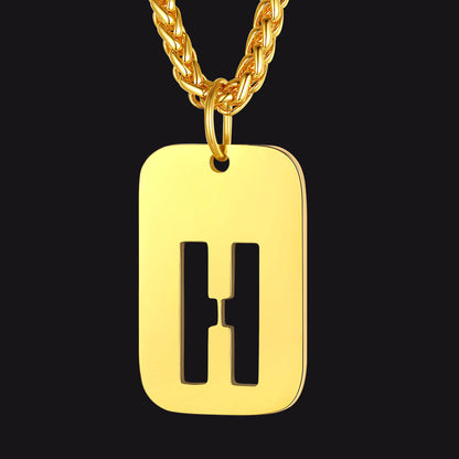 FaithHeart Letter Initial Dog Tags Pendant Necklace for Men Women FaithHeart