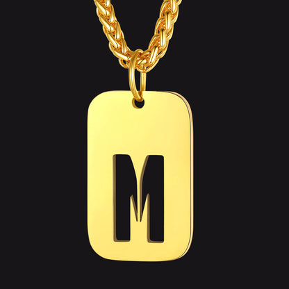 FaithHeart Letter Initial Dog Tags Pendant Necklace for Men Women FaithHeart