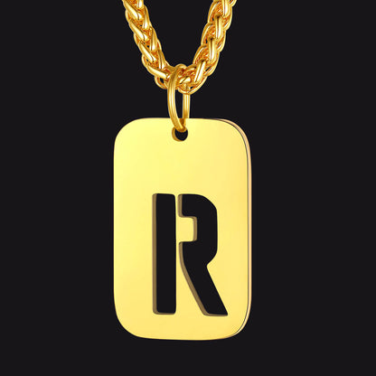 FaithHeart Letter Initial Dog Tags Pendant Necklace for Men Women FaithHeart