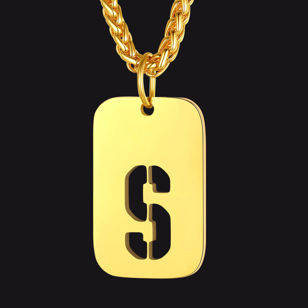 FaithHeart Letter Initial Dog Tags Pendant Necklace for Men Women FaithHeart