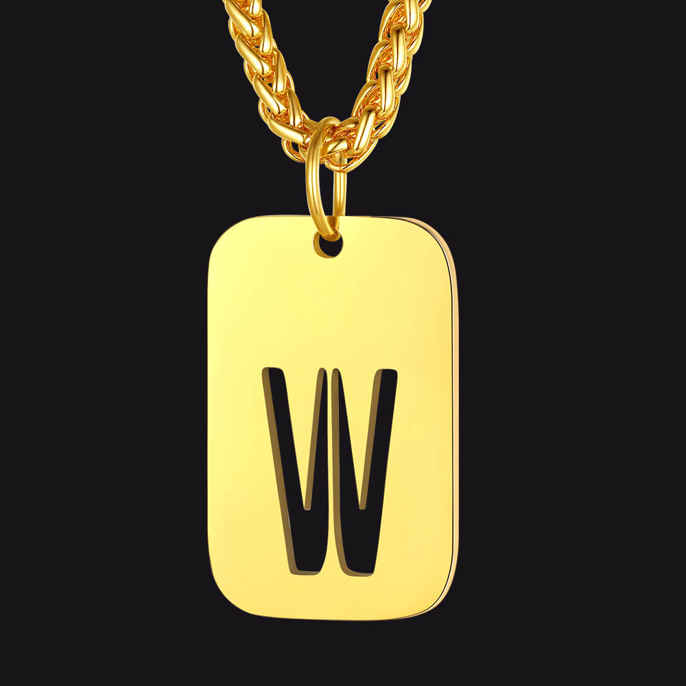 FaithHeart Letter Initial Dog Tags Pendant Necklace for Men Women FaithHeart