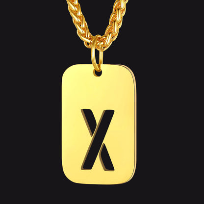 FaithHeart Letter Initial Dog Tags Pendant Necklace for Men Women FaithHeart