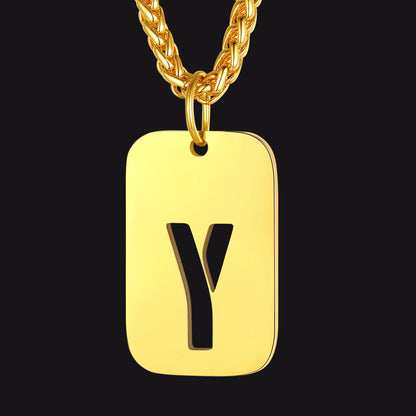 FaithHeart Letter Initial Dog Tags Pendant Necklace for Men Women FaithHeart