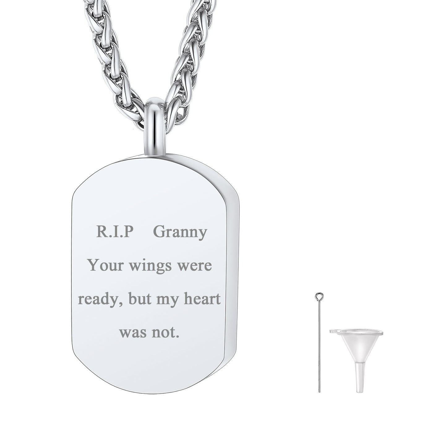 Customized Urn Dog Tag Necklace for Ashes Memorial Jewelry