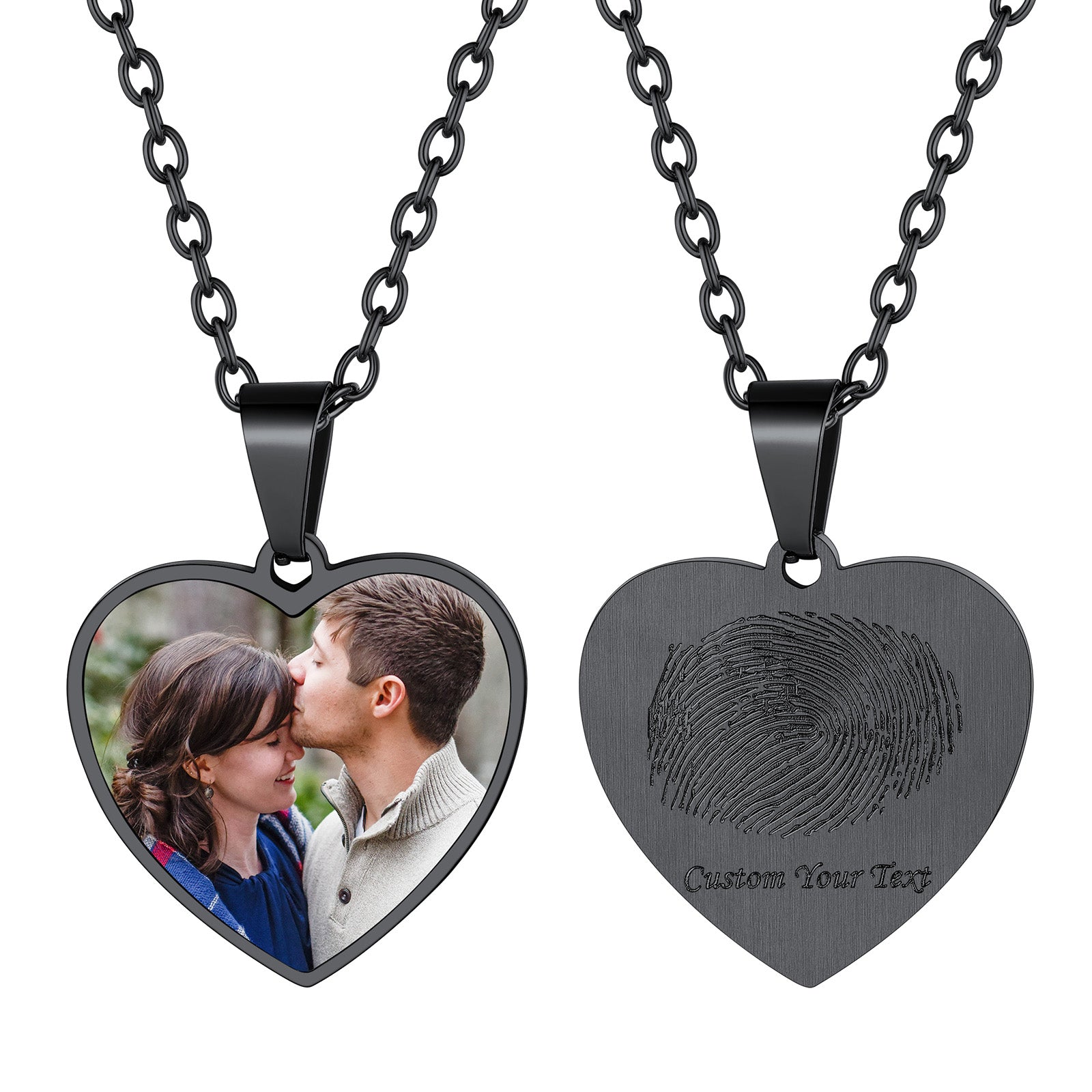 Customized Heart Photo Fingerprint Necklace for Women FaithHeart Jewelry