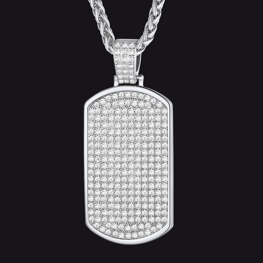 Steel Stainless Steel Diamond Dog Tag Pendant Necklace for Menimg