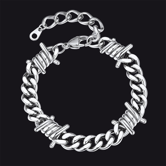 FaithHeart Barbed Wire Cuban Chain Bracelet