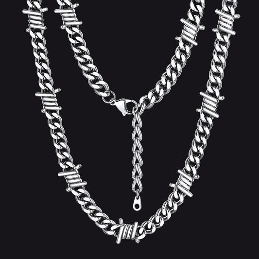 FaithHeart Barbed Wire Cuban Chain Necklace